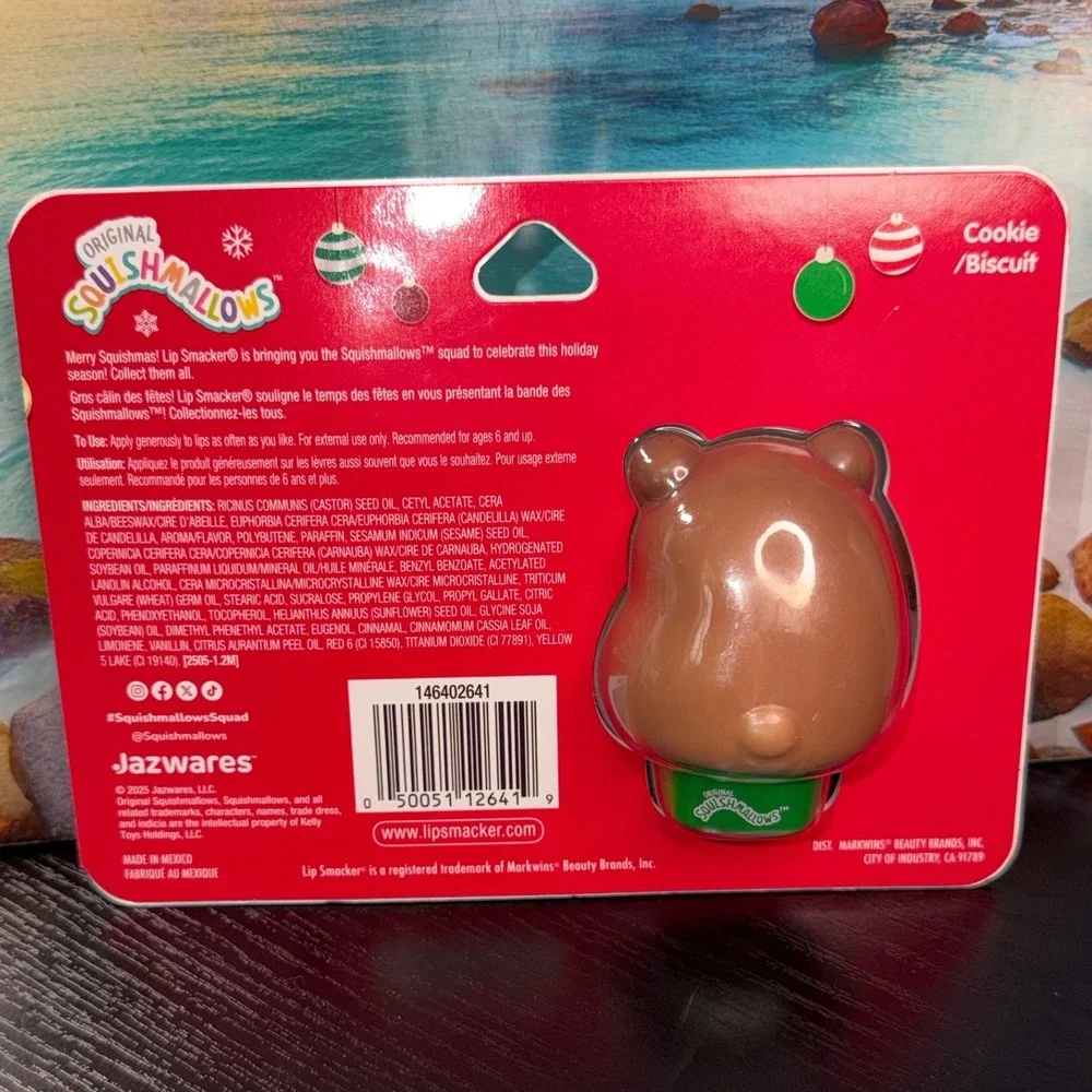 Lip Smacker Squishmallows Tolef the Bear Cookie Lip Balm Keychain Set Holiday